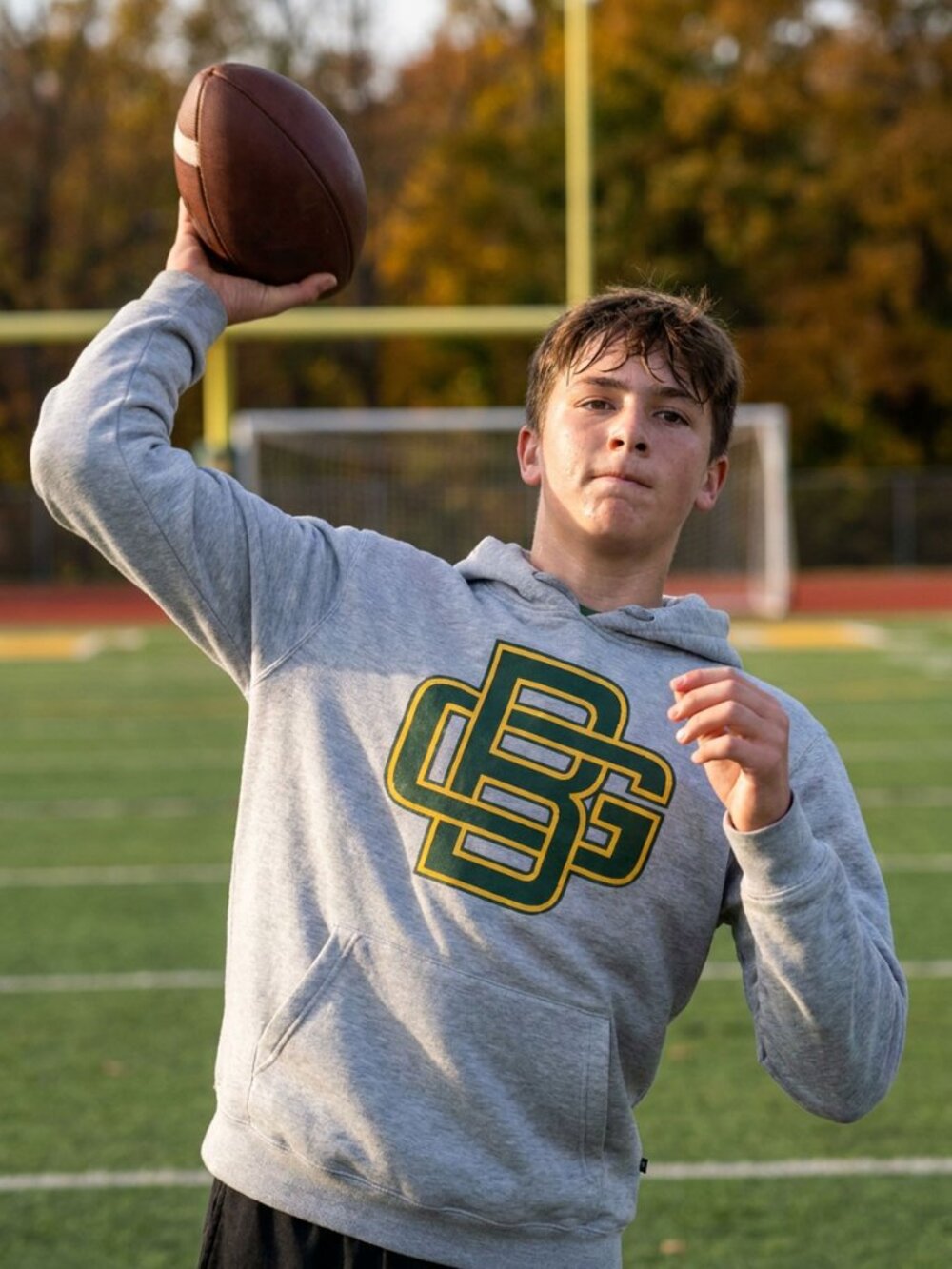 Green Bay Packers Retro Logo Youth Rugger Hoodie GREY HEATHER